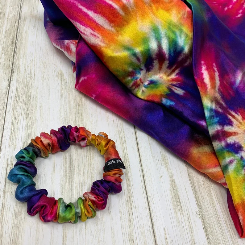 Silk Scrunchie Multi Bright Tie-Dye